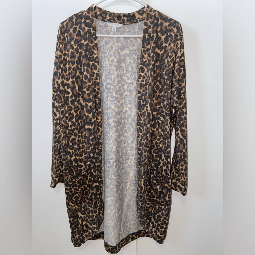 Women’s Leopard Print Cardigan, Long - Size: M